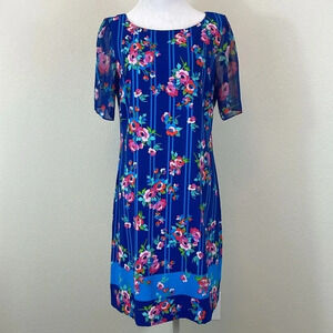 Karl Lagerfeld blue floral puff sleeve mini dress size 10